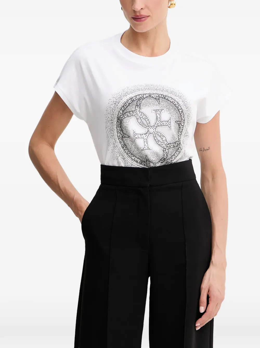 GUESS USA 4G rhinestone-embellished T-shirt - Bianco