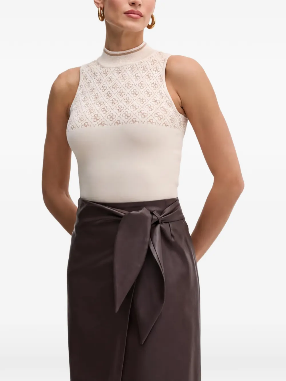 GUESS USA monogram-pattern sleeveless top - Nude