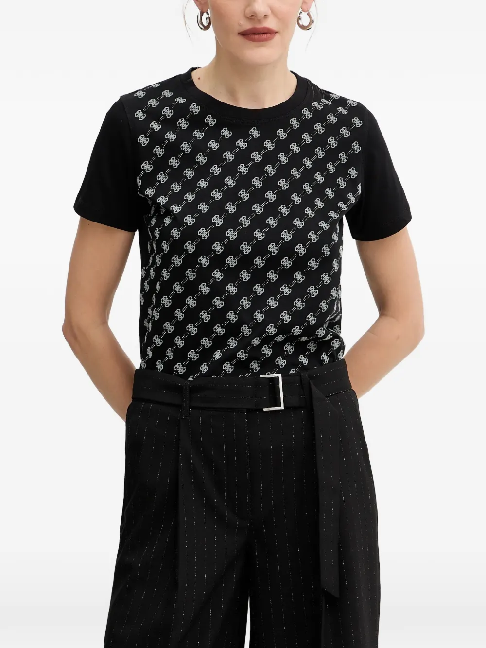 GUESS USA patterned crew-neck T-shirt - Nero