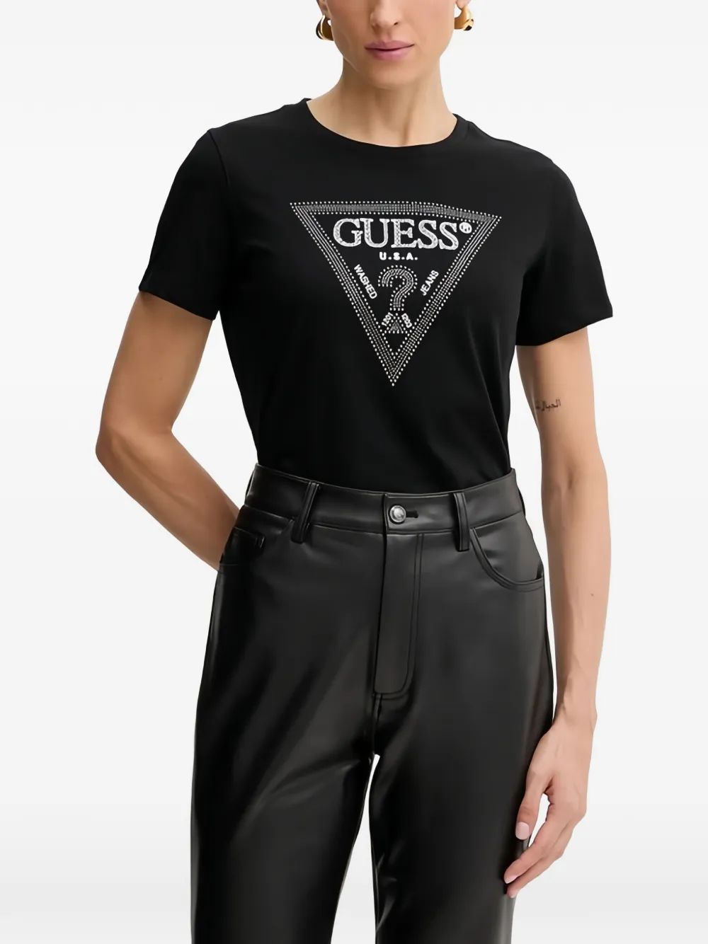 GUESS USA rhinestone-embellished short-sleeve T-shirt - Nero