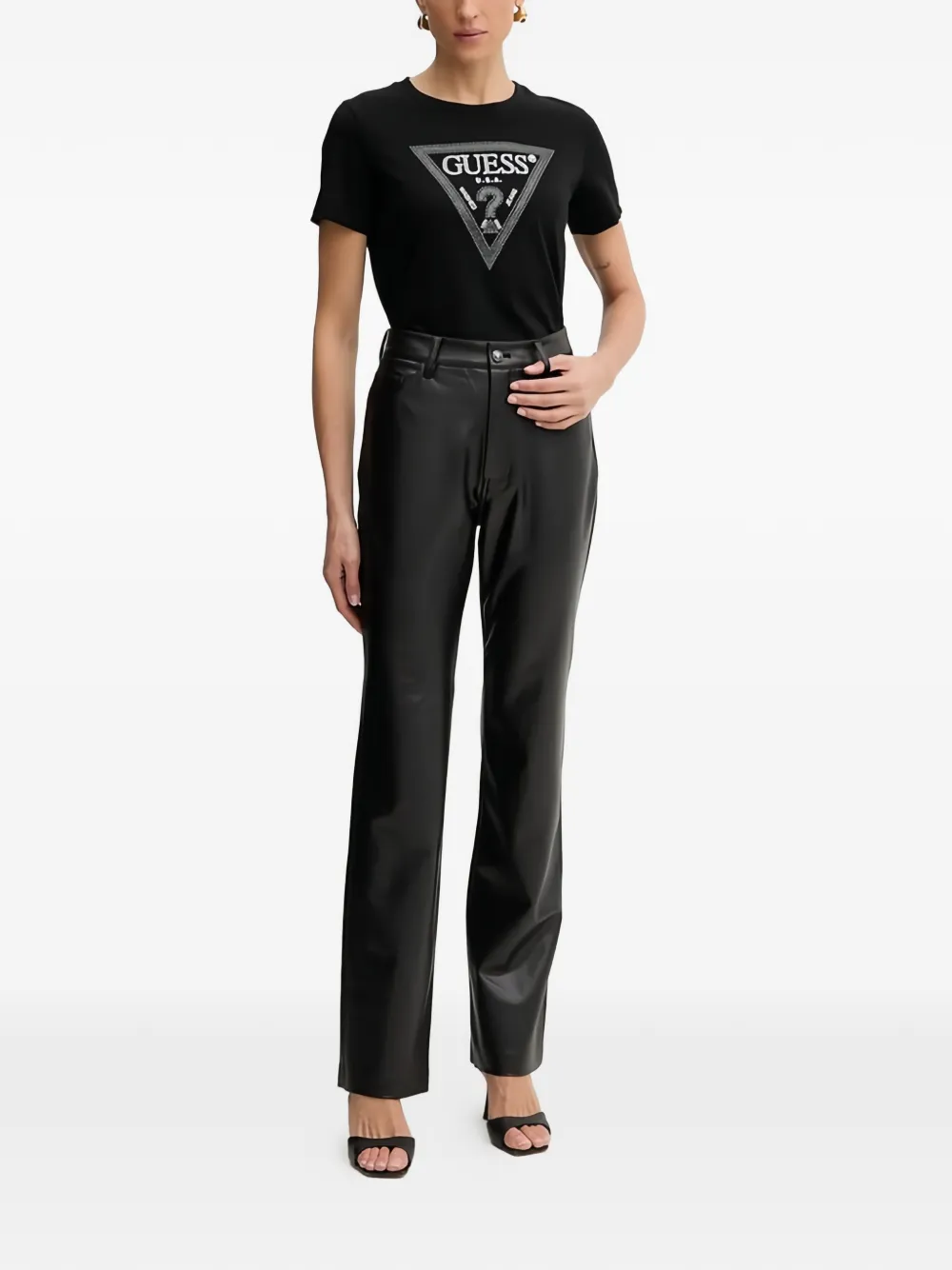 GUESS USA T-shirt verfraaid met stras en korte mouwen Zwart