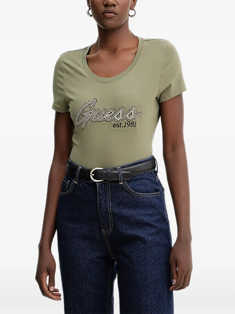GUESS USA logo-embellished T-shirt - Verde