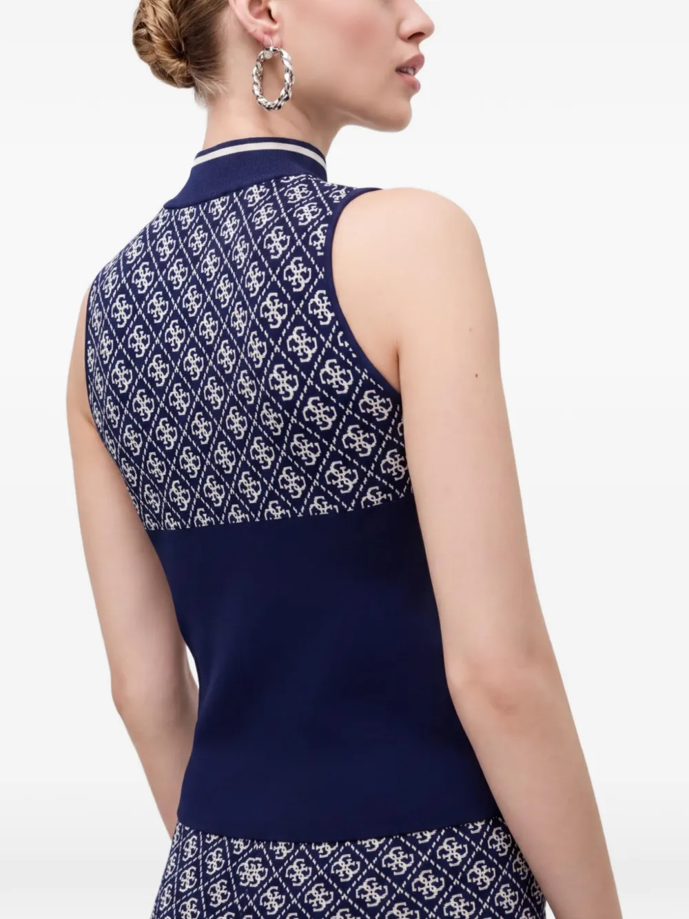 GUESS USA Mouwloze top met monogram-print Blauw