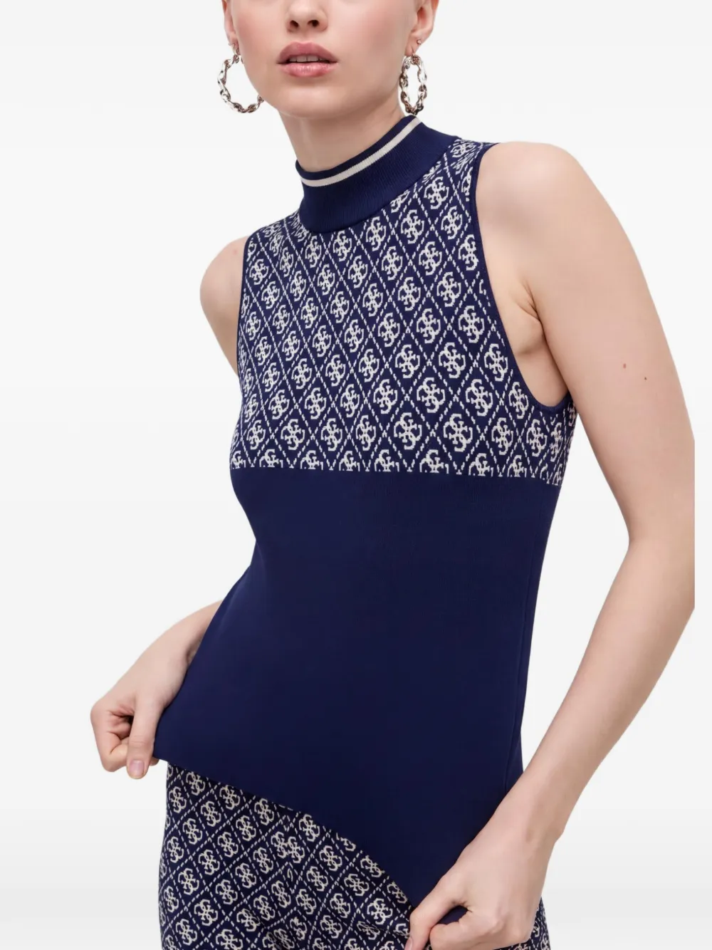 GUESS USA monogram-pattern sleeveless top - Blu