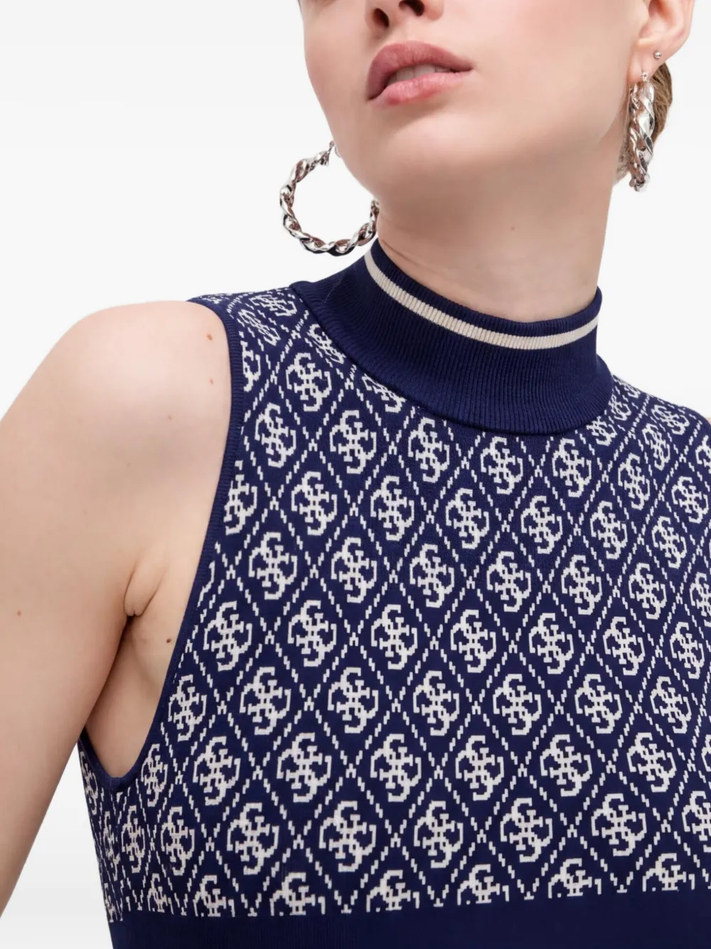 GUESS USA Mouwloze top met monogram-print Blauw