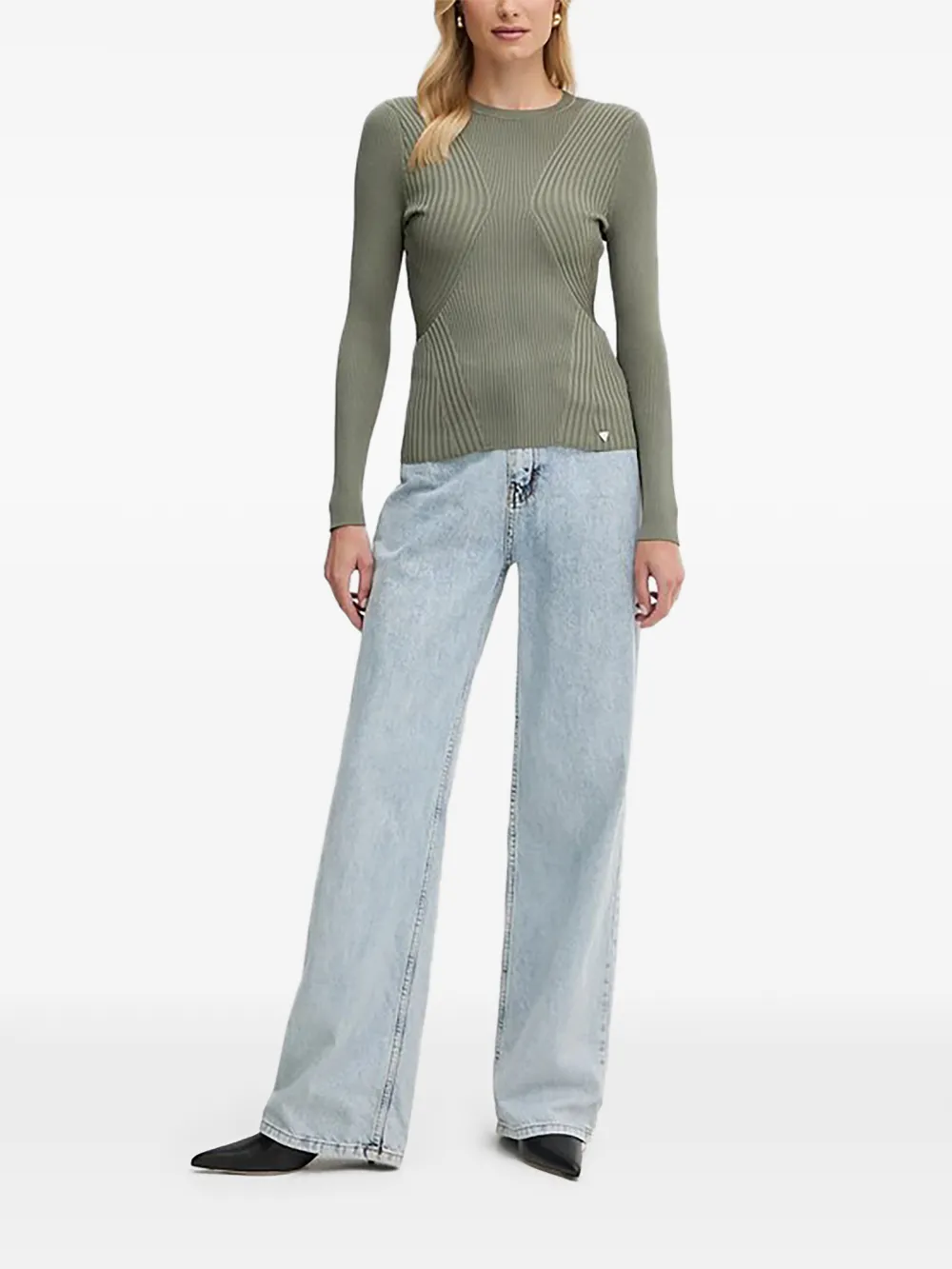 GUESS USA Hanna geribbelde trui Groen