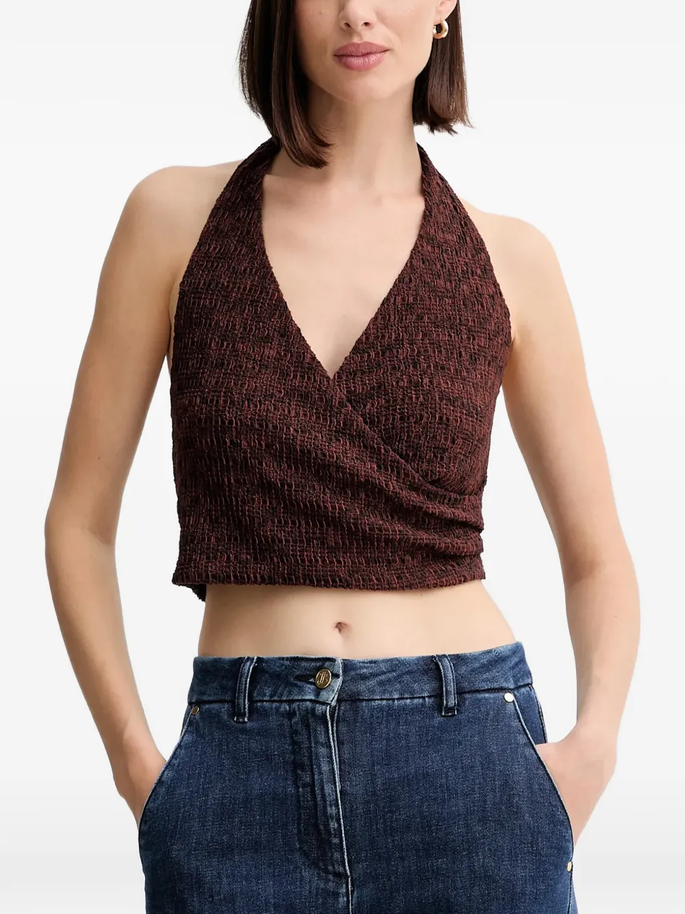 GUESS USA V-neck top - Marrone