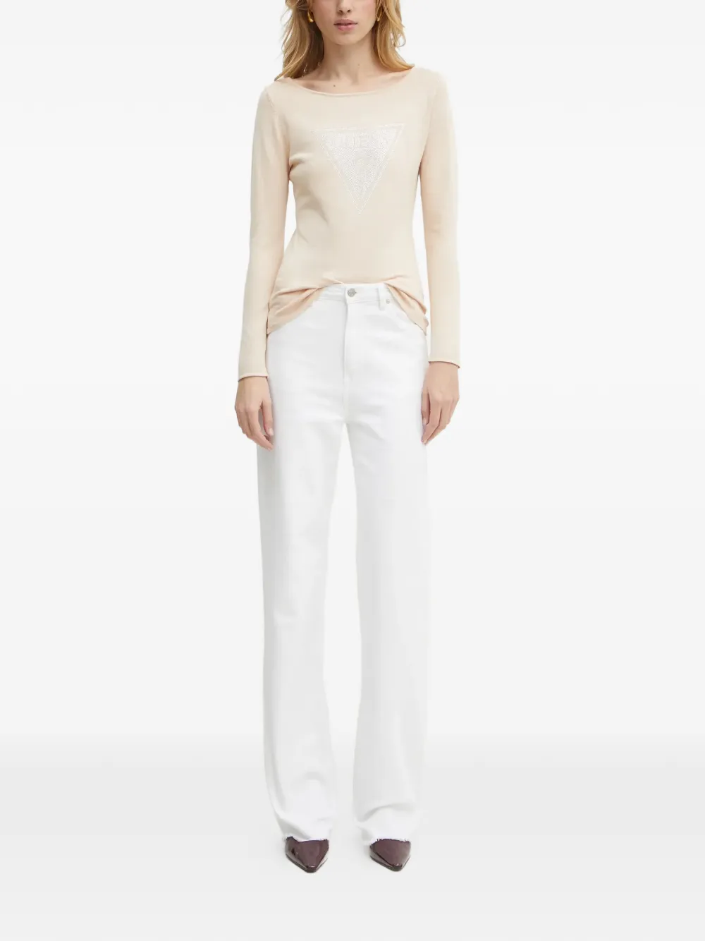 GUESS USA T-shirt met lange mouwen Beige