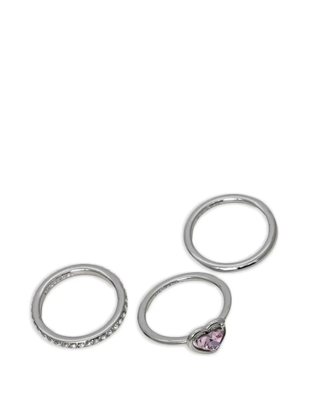 Coach heart-cut crystal-embellished rings (set of three) - Argento