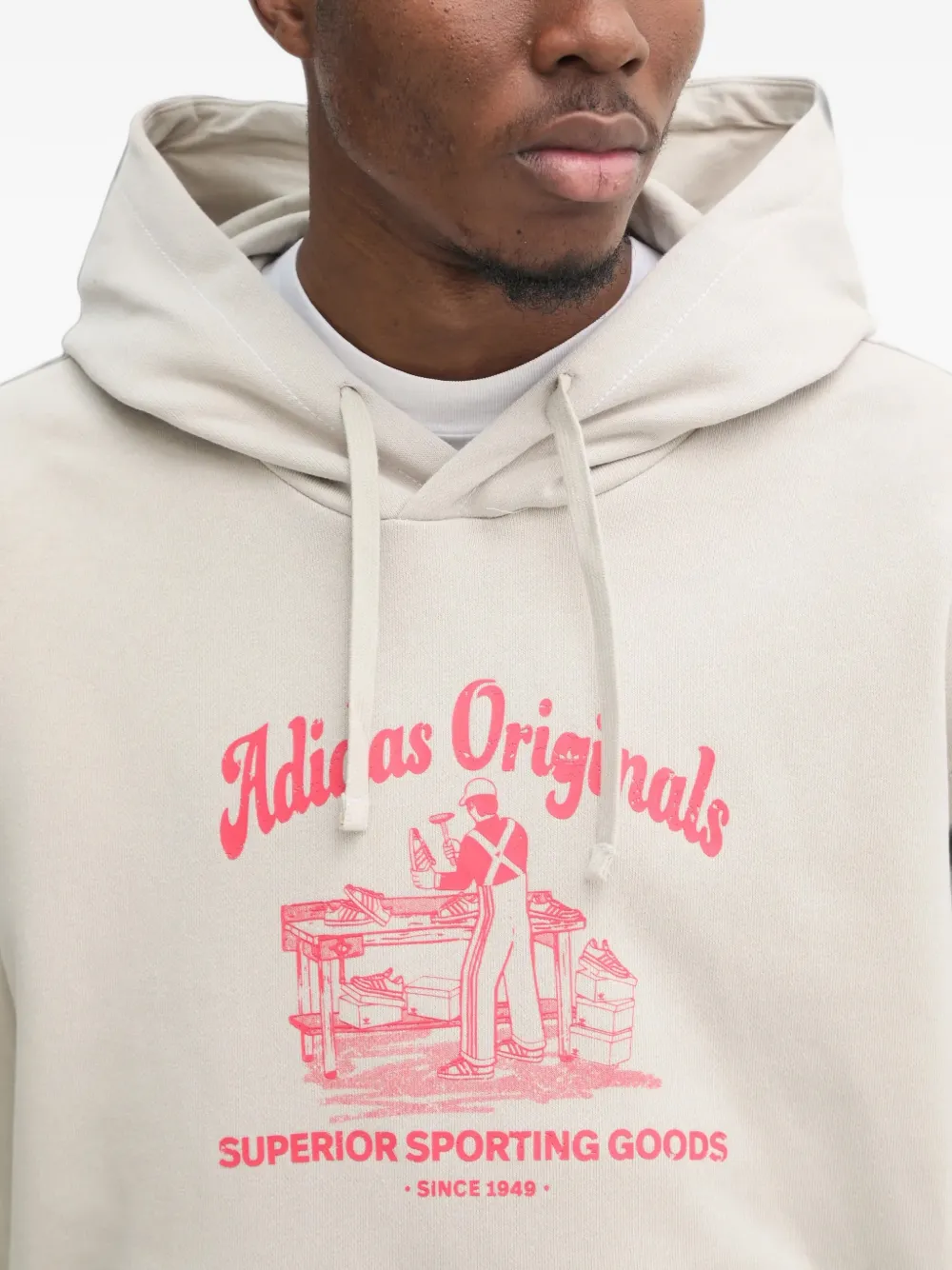 adidas Sweater met grafische print en capuchon Beige