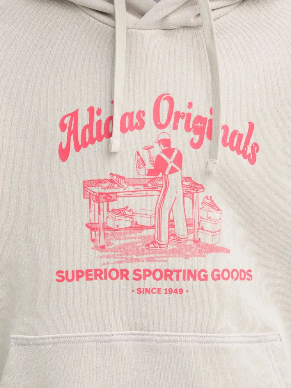 adidas Sweater met grafische print en capuchon Beige
