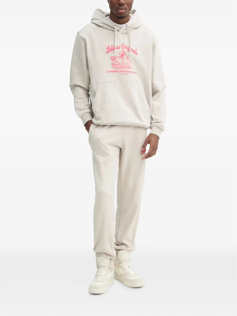 adidas Sweater met grafische print en capuchon Beige