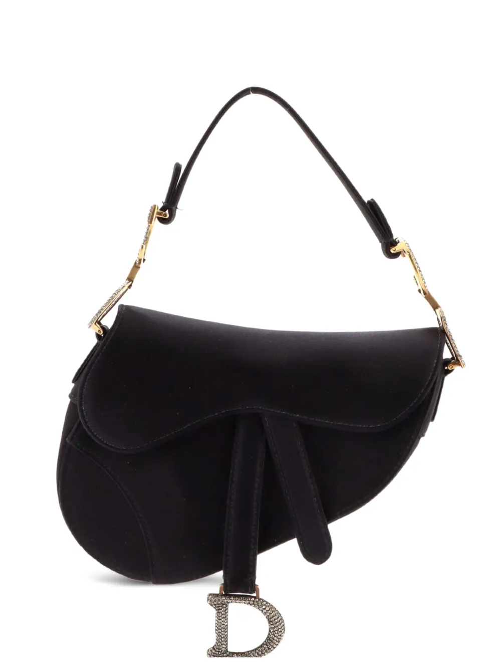 Christian Dior Pre-Owned Saddle Handbag Velvet with Crystals Mini shoulder bag - Black