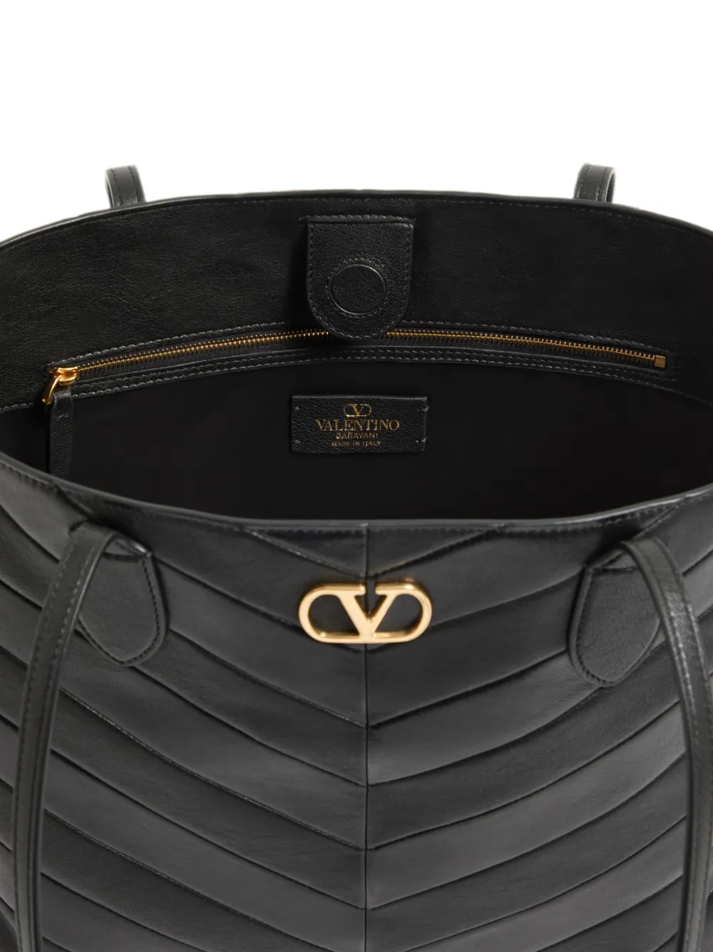 Valentino Garavani Jean medium shopper van nappa met chevron motief Zwart