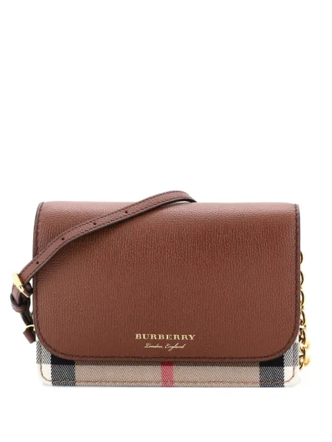Burberry Pre-Owned Hampshire Wallet on Chain Leather and House Check Canvas crossbody bag