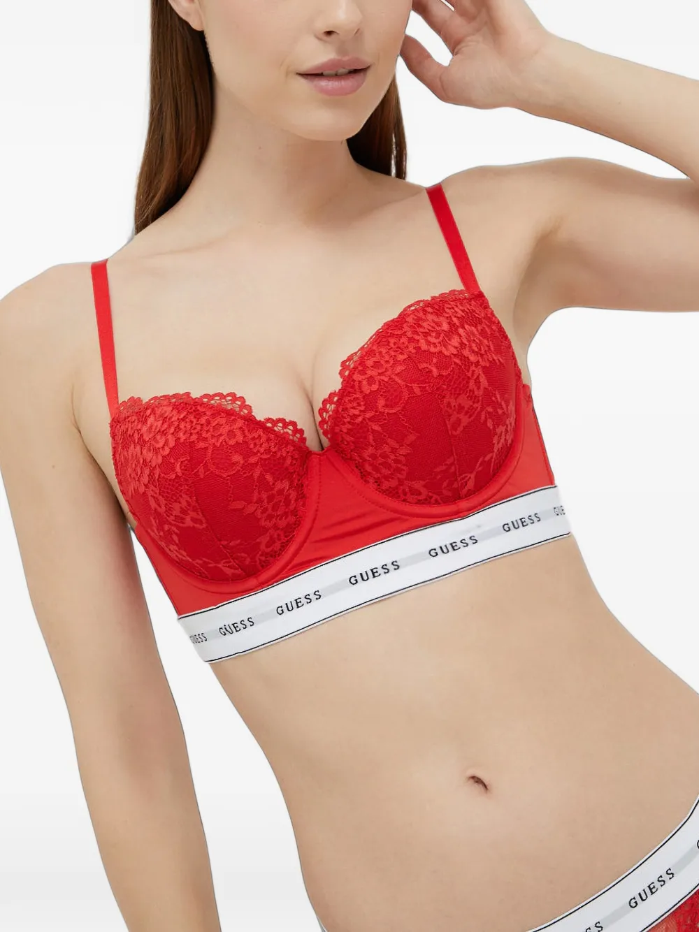 GUESS USA Belle bh met kant en logo-band Rood