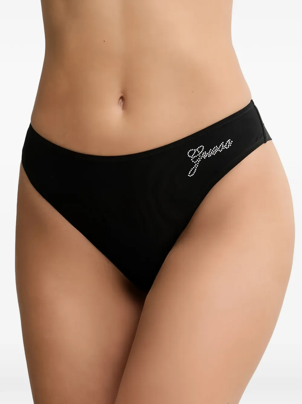 GUESS USA T-shirt en slip met logo van stras Zwart