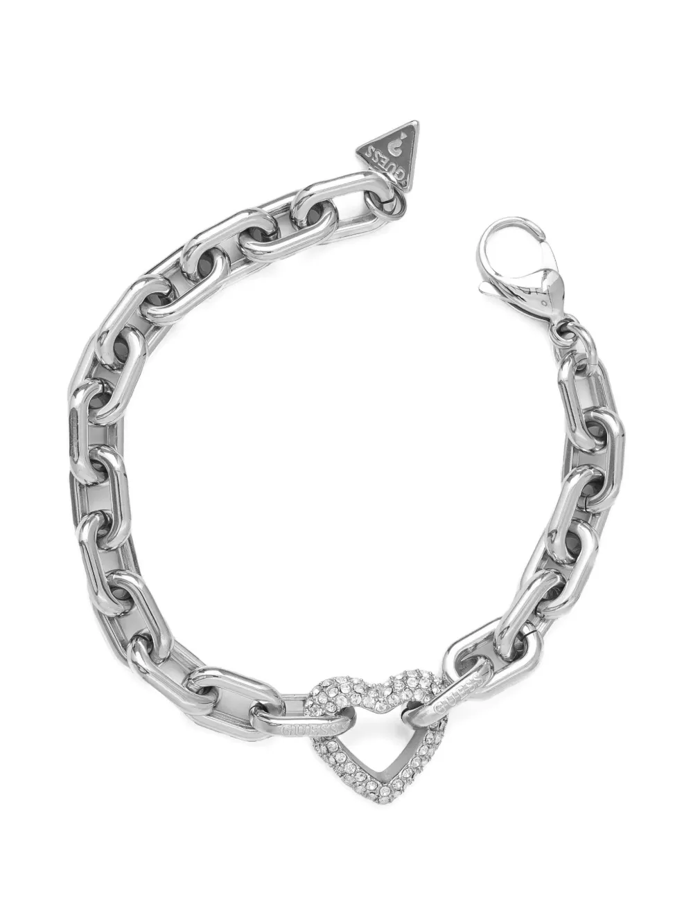 GUESS USA Beloved crystal-embellished heart-pendant bracelet - Argento