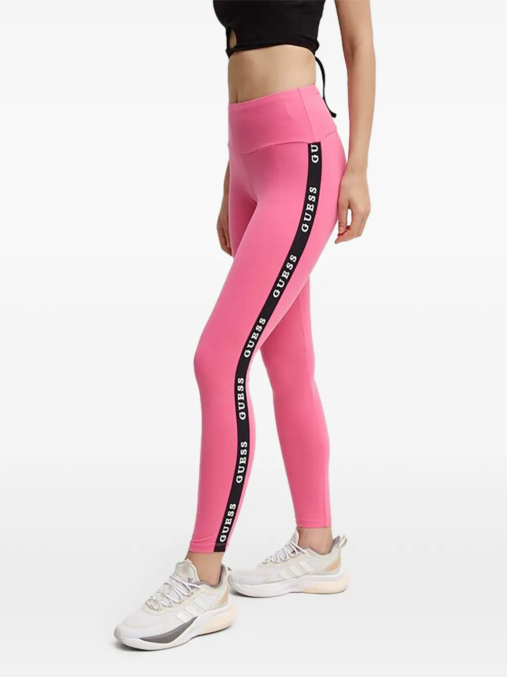 GUESS USA side-logo stripe leggings - Rosa