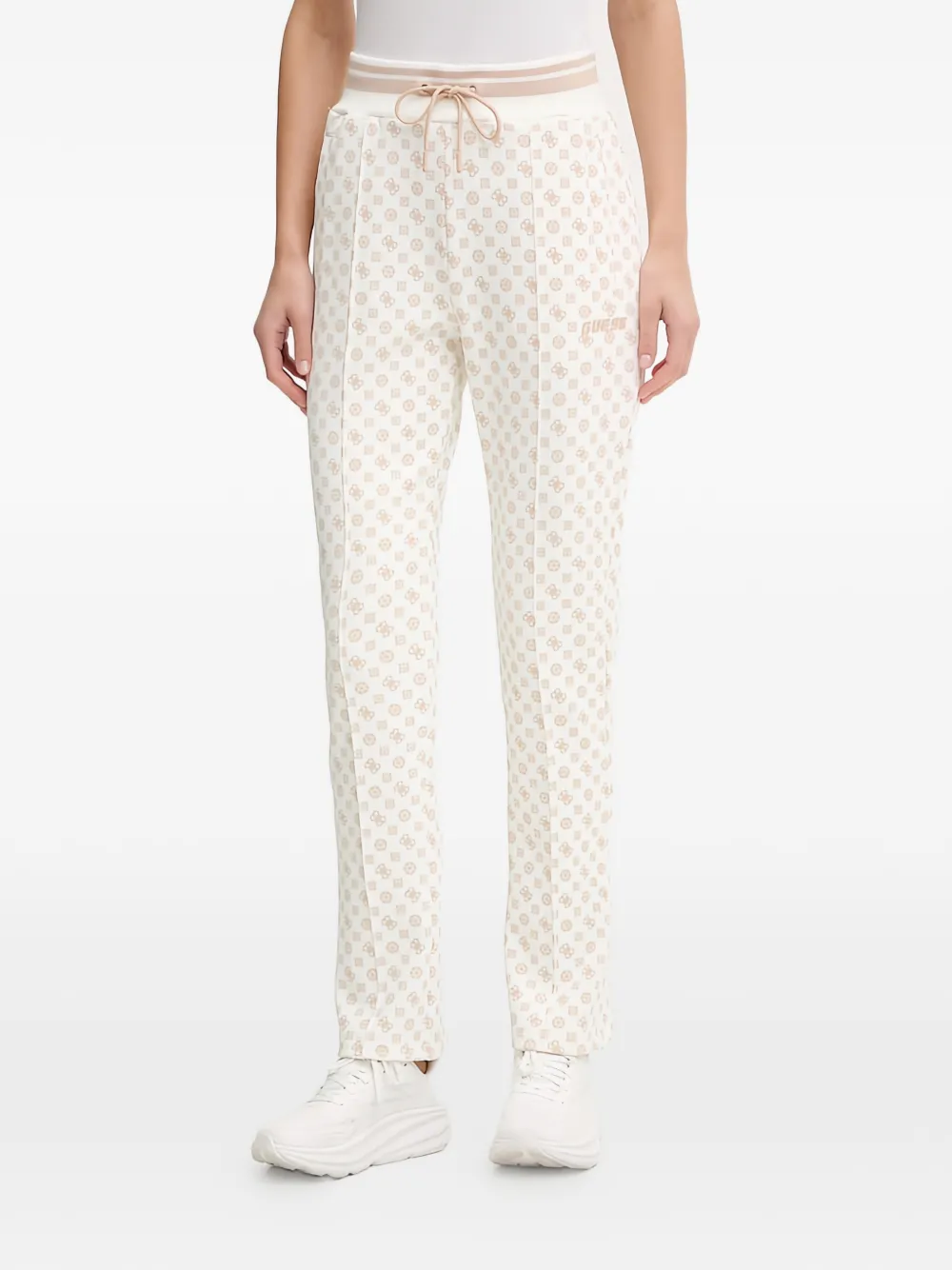 Guess Usa Patterned Track Pants In White