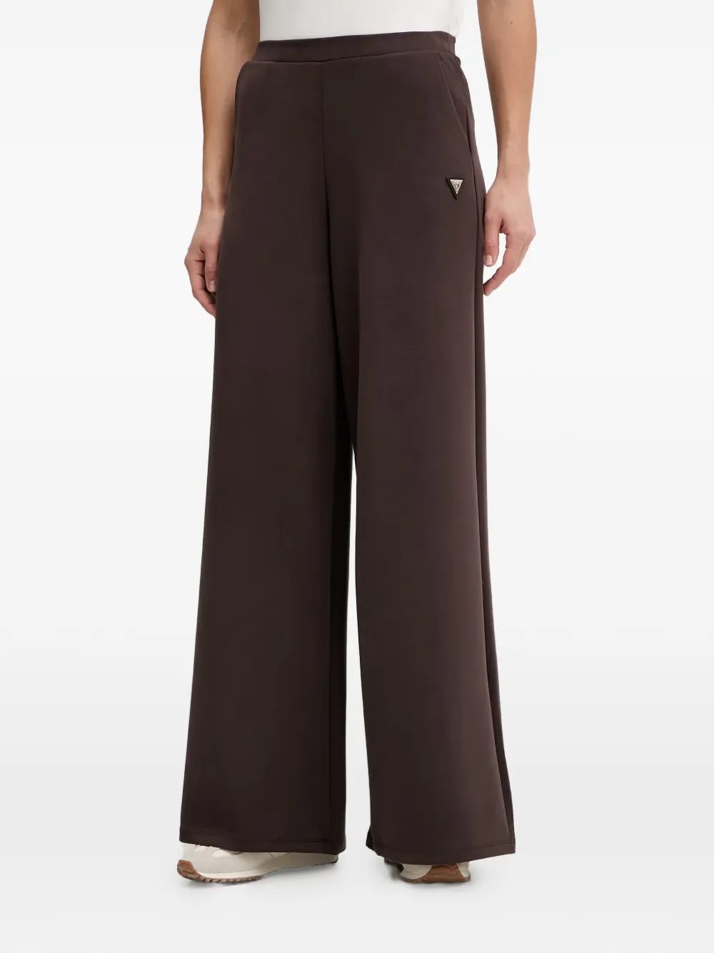GUESS USA logo-plaque palazzo pants - Marrone