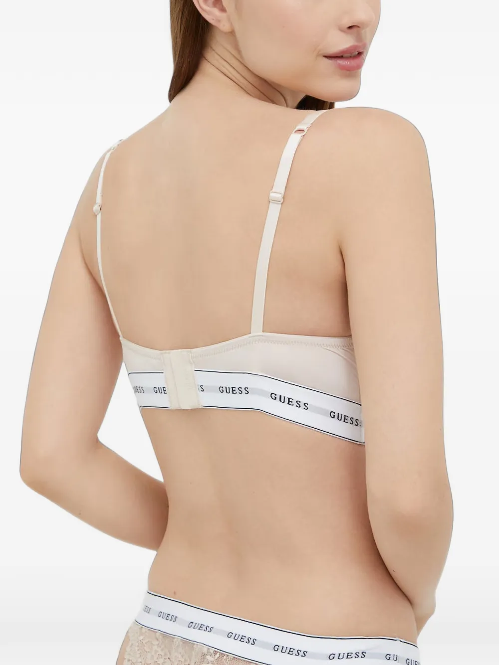 GUESS USA Belle bh met kanten afwerking en logo-band Beige