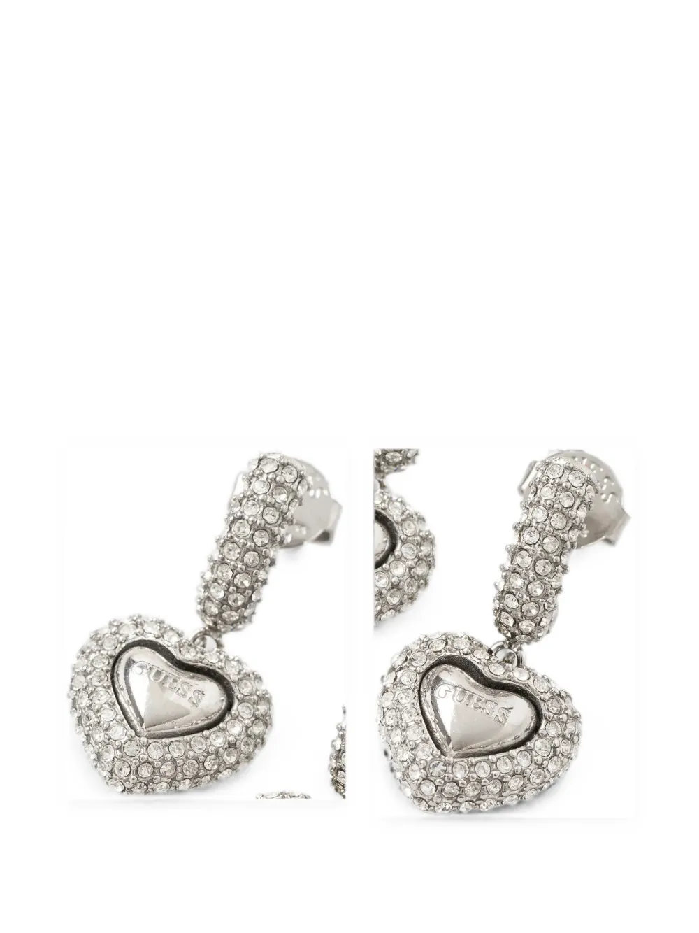 GUESS USA crystal-embellished heart-pendant earrings - Argento