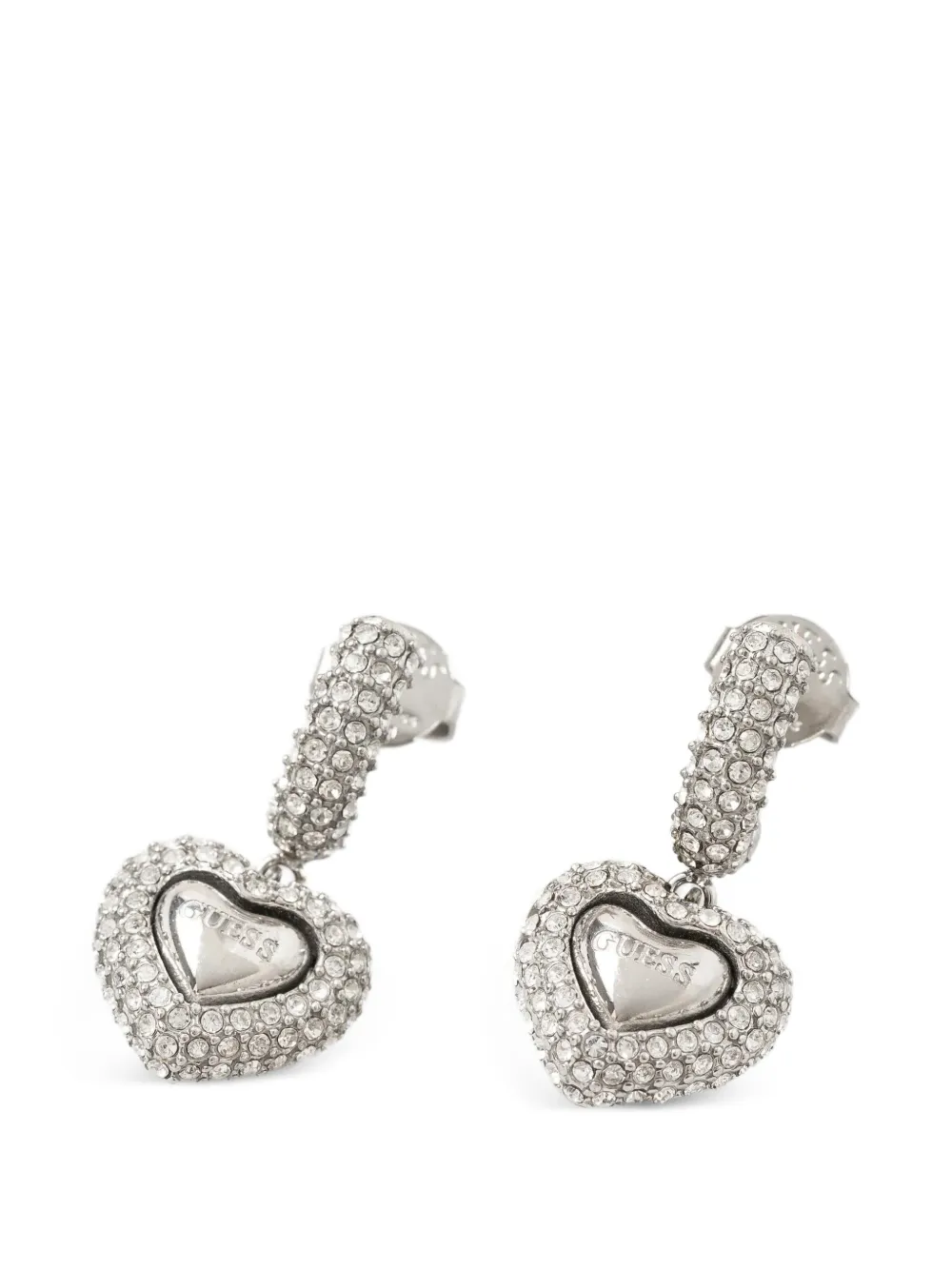 GUESS USA crystal-embellished heart-pendant earrings - Silber