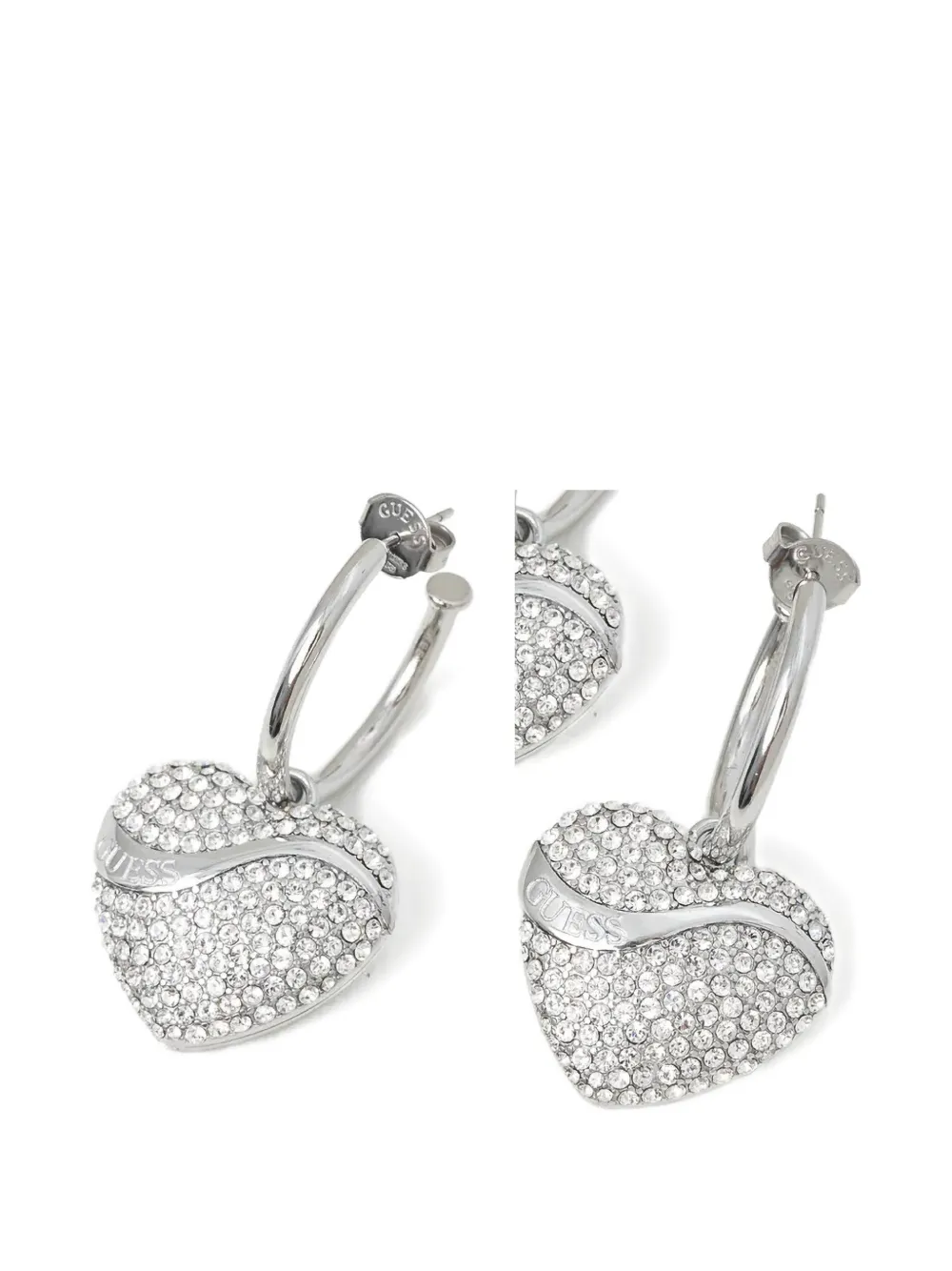 GUESS USA crystal-embellished heart-pendant earrings - Argento