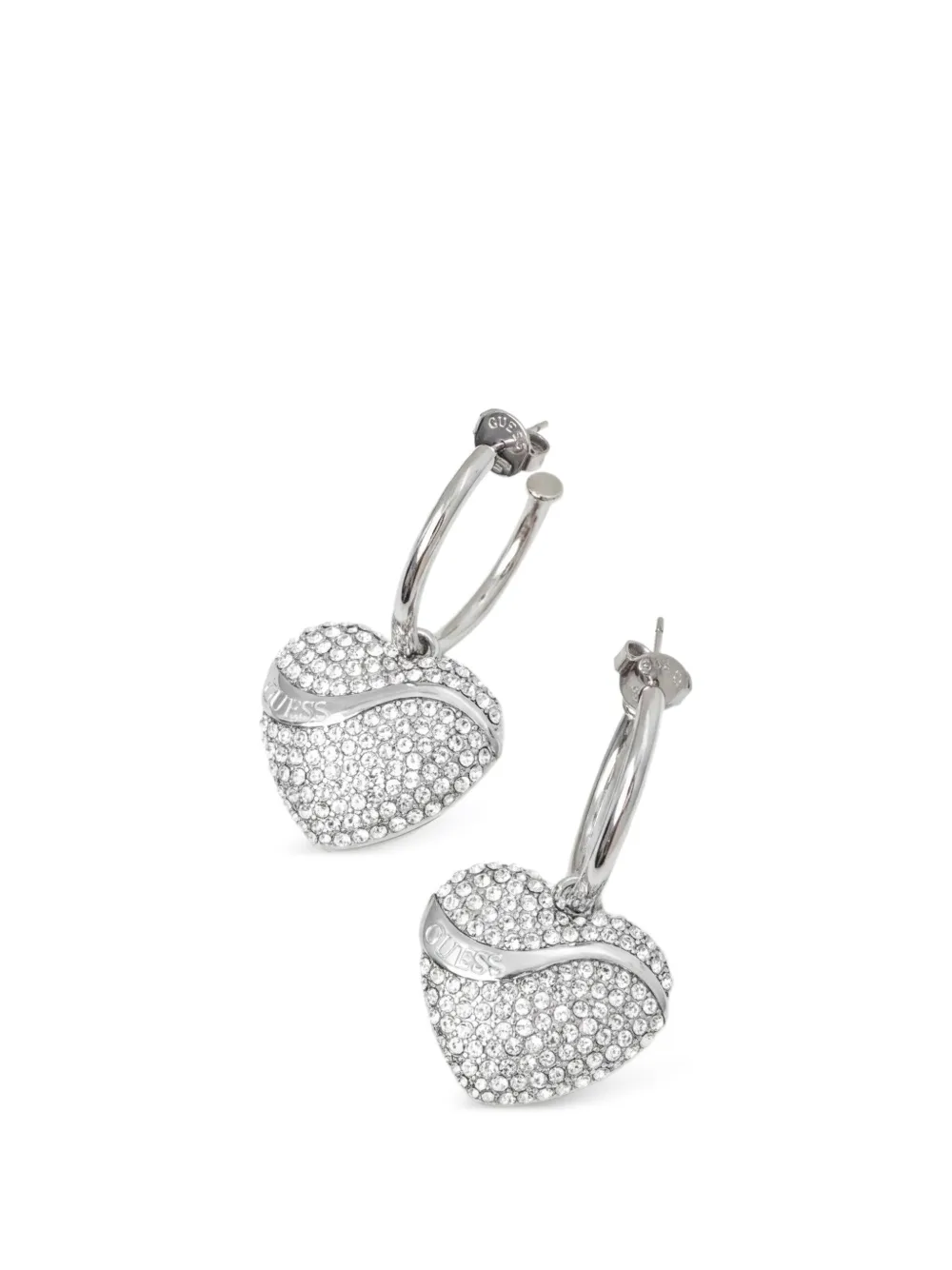 GUESS USA crystal-embellished heart-pendant earrings - Silber