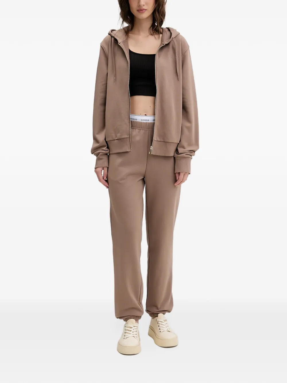 GUESS USA Sofia elastische trainingsbroek met logo-band Bruin