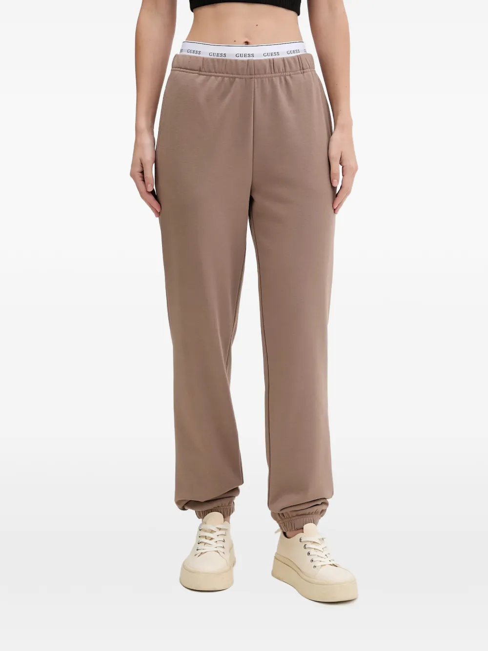 GUESS USA Sofia logo-waistband elasticated track pants - Marrone
