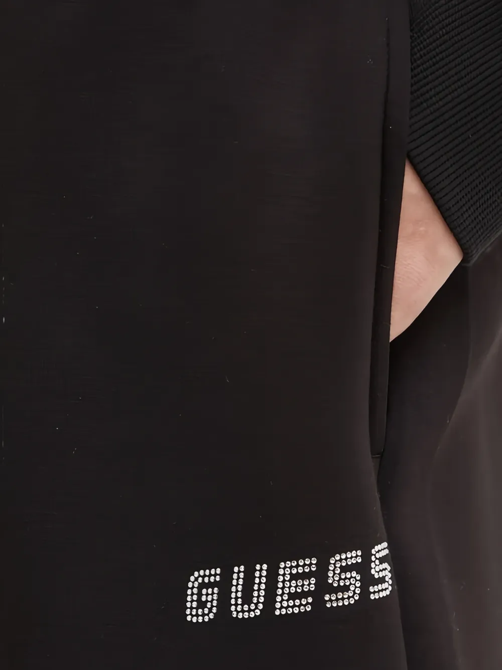 GUESS USA Broek met logo van stras Zwart