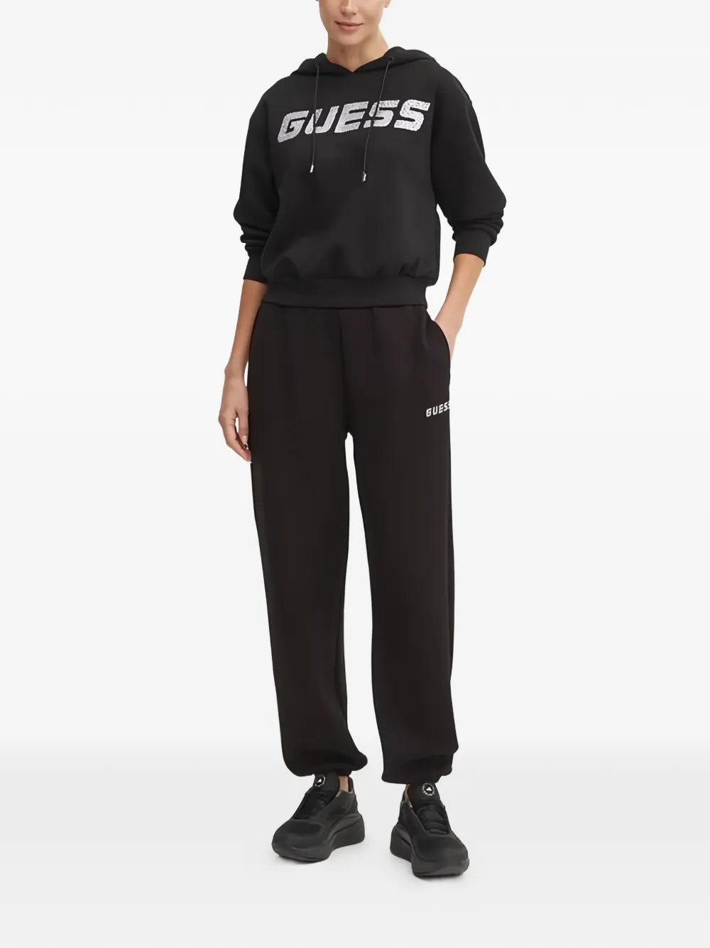 GUESS USA Broek met logo van stras Zwart