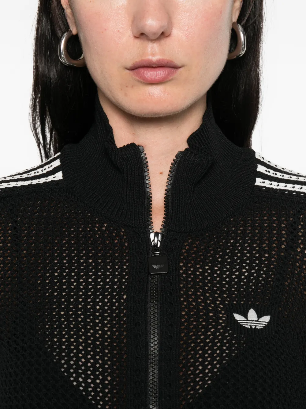 adidas Vest met drie strepen en rits Zwart