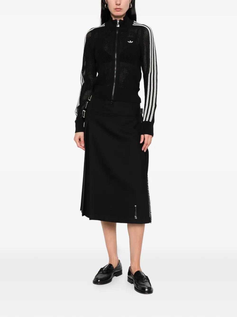  Adidas Three-stripes Zip Cardigan - Black 