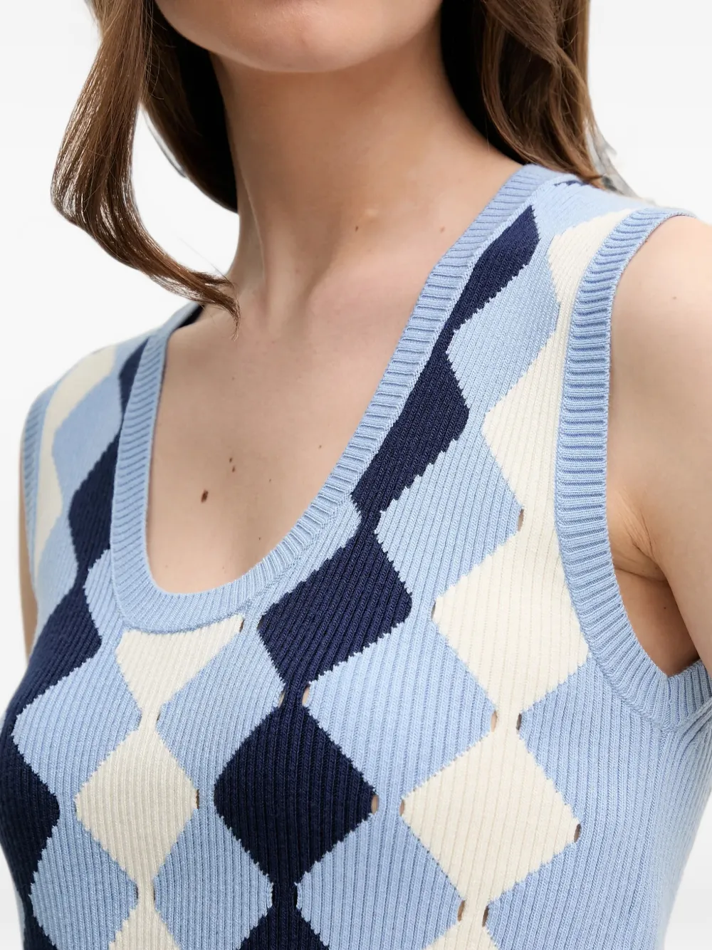 Benetton Gebreide trui met argyle-patroon Blauw