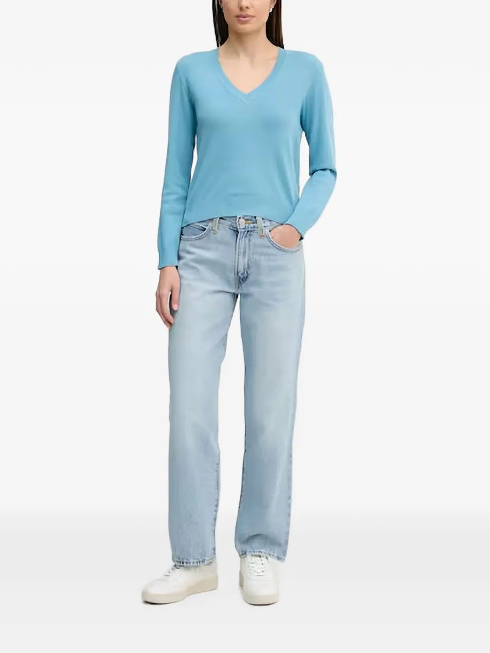 Benetton Trui met V-hals Blauw