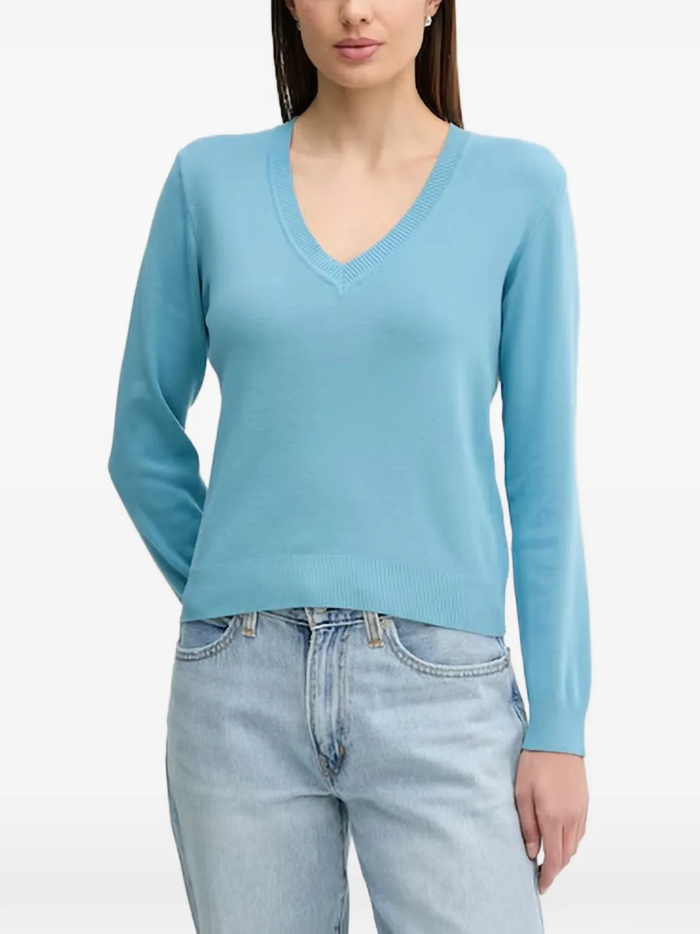 Benetton V-neck Sweater In Blue