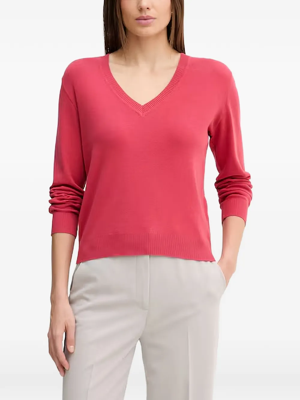Benetton V-neck Sweater In Pink