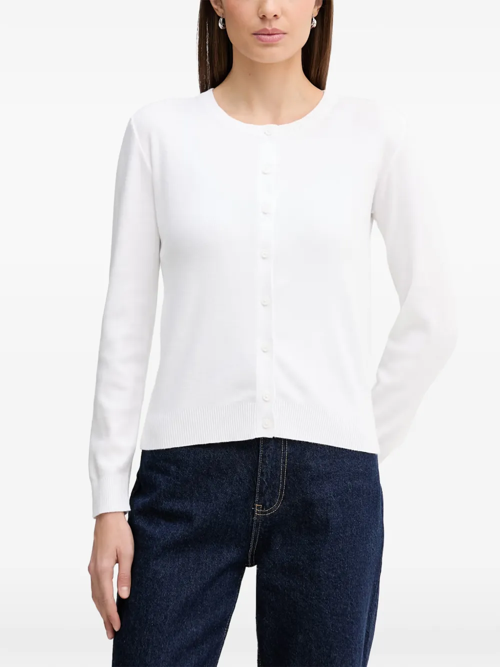 Benetton cardigan à boutonnière - Blanc