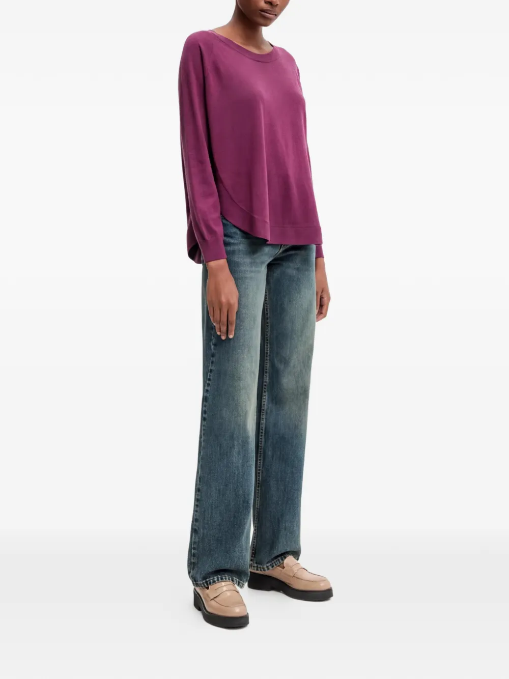 Benetton Raglan sweater met ronde hals Paars