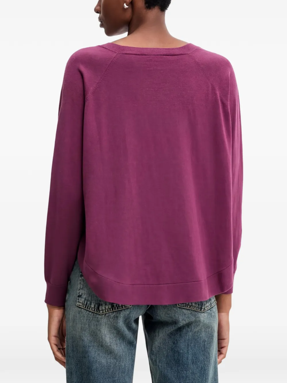 Benetton Raglan sweater met ronde hals Paars