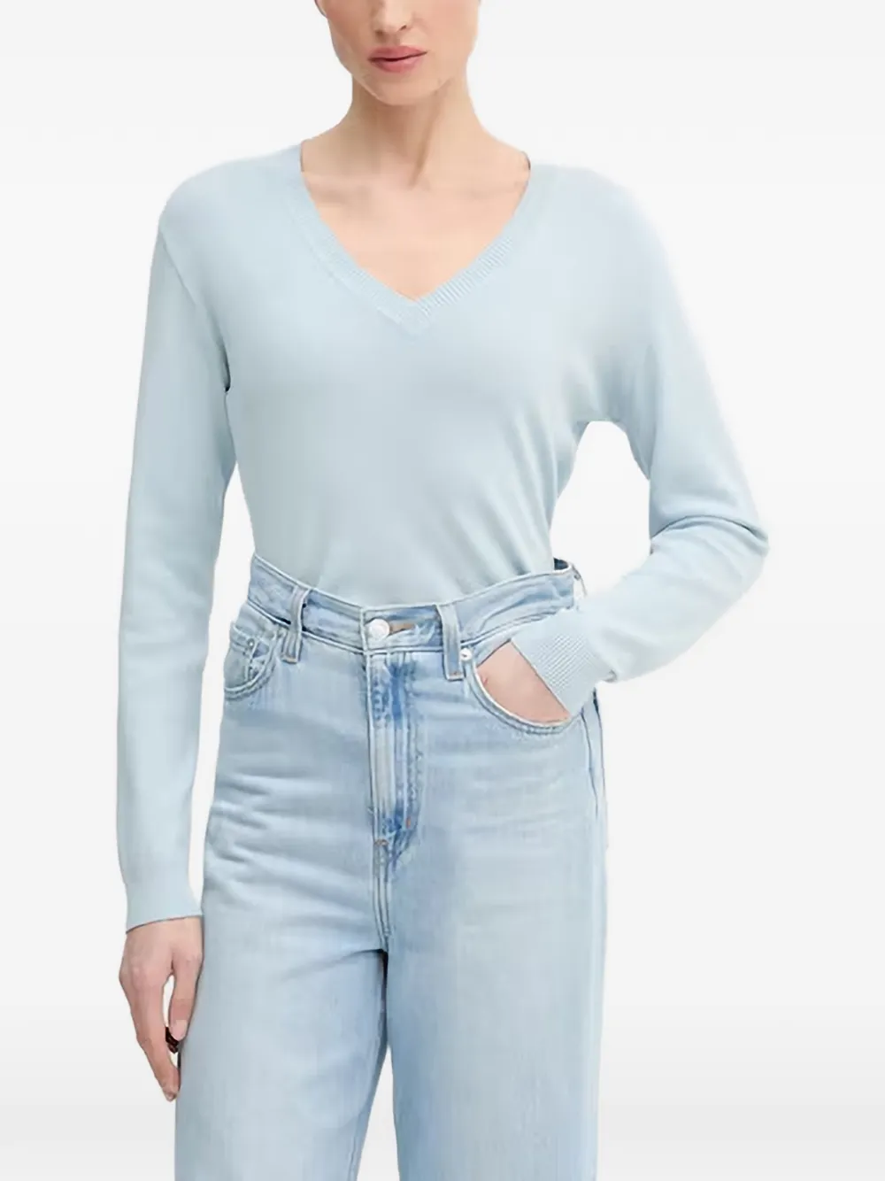 Benetton V-neck Sweater In Blue