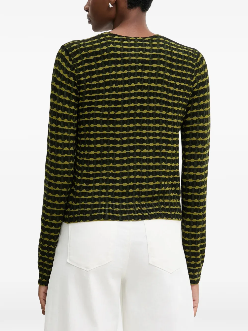 Benetton geometric-pattern button-front cardigan Groen