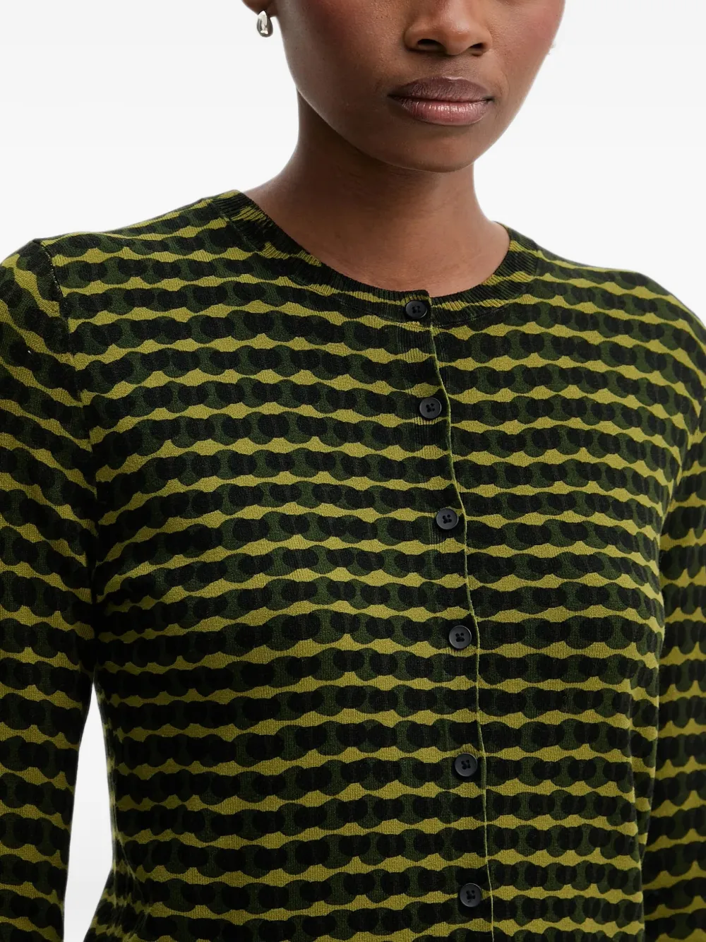 Benetton geometric-pattern button-front cardigan Groen