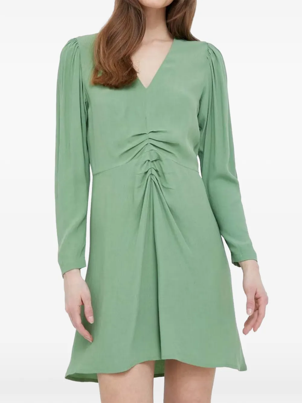 Benetton long-sleeved gathered mini dress - Vert Benetton long-sleeved gathered mini dress - Vert