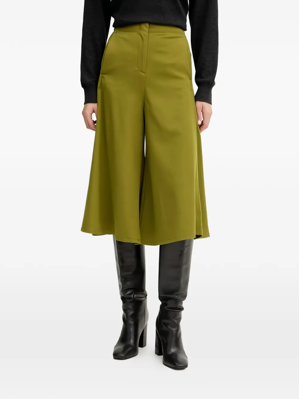 Benetton slit-pocket crop flared trousers - Verde