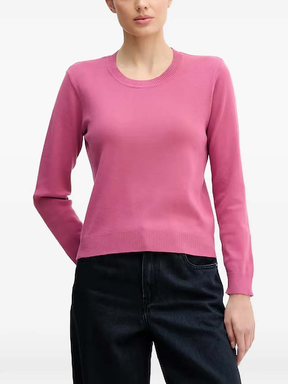 Benetton Ribbed-trims Sweater In Pink