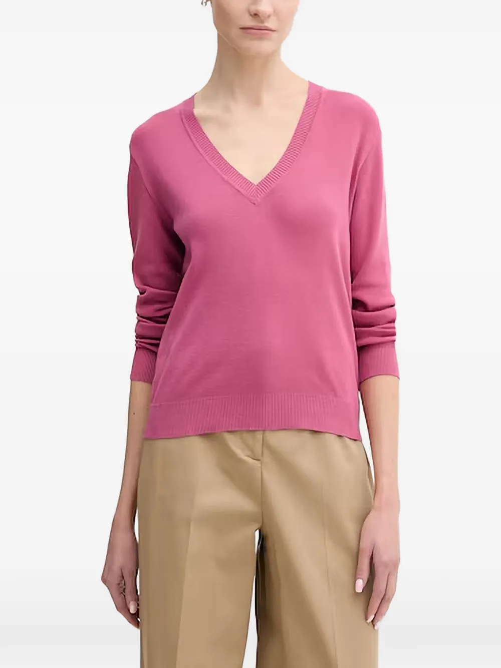 Benetton V-neck Sweater In Pink